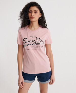 Superdry Vintage Logo Photo Rose Női Pólók Rózsaszín | QNXJD4189